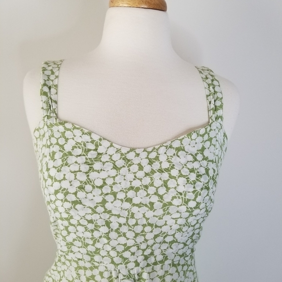 Faithfull the Brand Lou Lou Avocado Green Bella Floral Button Up Mini Dress 6 - Picture 10 of 16